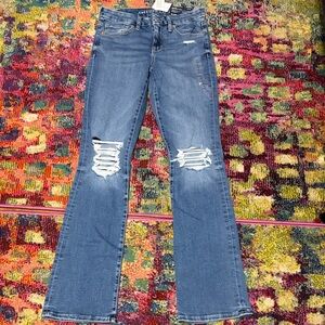 American Eagle Outfitters Blue Distressed Flare Jeans